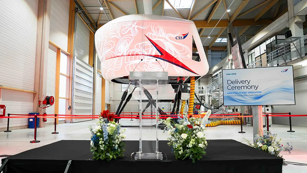 CSS A320 Level D FFS showcased at Simaero Paris delivery ceremony venue